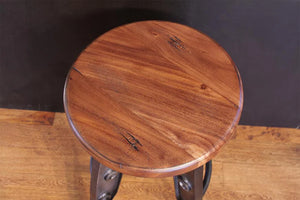 Parota Round Seat Adjustable 24-30" Swivel Iron Base Bar Stool