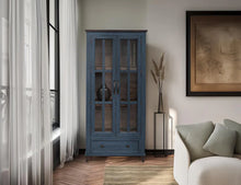 Toscana 1 Drawer 2 Glass Door Cabinet in Deep Blue