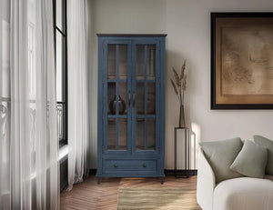 Toscana 1 Drawer 2 Glass Door Cabinet in Deep Blue