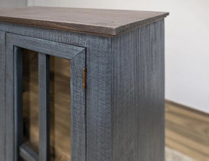Toscana 1 Drawer 2 Glass Door Cabinet in Deep Blue