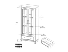 Toscana 1 Drawer 2 Glass Door Cabinet in Deep Blue