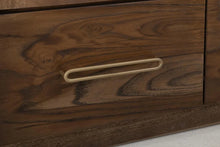 Balam Curved top Cabinet with 2 Drawer and 2 Glass Door in brown