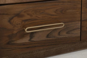 Balam Curved top Cabinet with 2 Drawer and 2 Glass Door in brown