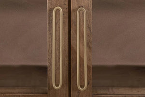 Balam Curved top Cabinet with 2 Drawer and 2 Glass Door in brown