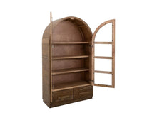 Balam Curved top Cabinet with 2 Drawer and 2 Glass Door in brown
