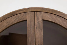 Balam Curved top Cabinet with 2 Drawer and 2 Glass Door in brown