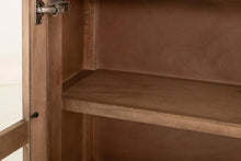 Balam Curved top Cabinet with 2 Drawer and 2 Glass Door in brown
