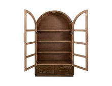 Balam Curved top Cabinet with 2 Drawer and 2 Glass Door in brown