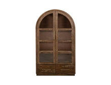 Balam Curved top Cabinet with 2 Drawer and 2 Glass Door in brown
