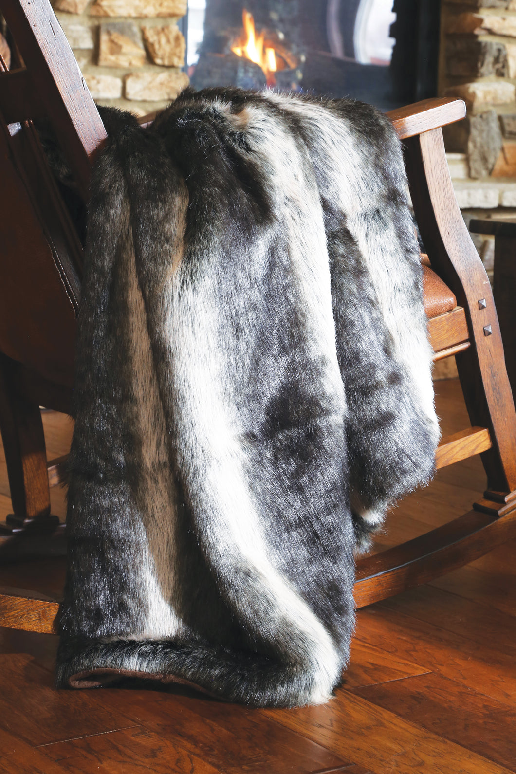 Black Wolf Fur Throw