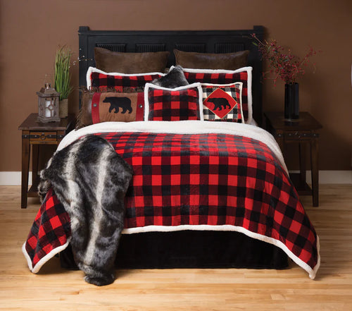 Red Lumberjack Sherpa Bedding Set