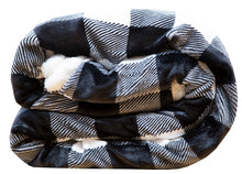 Black & White Lumberjack Plaid Sherpa Throw Blanket