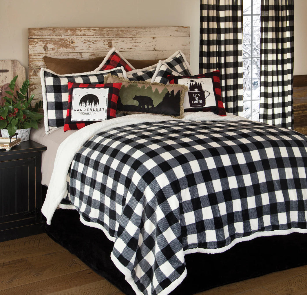 Black & White Lumberjack Sherpa Bedding Set