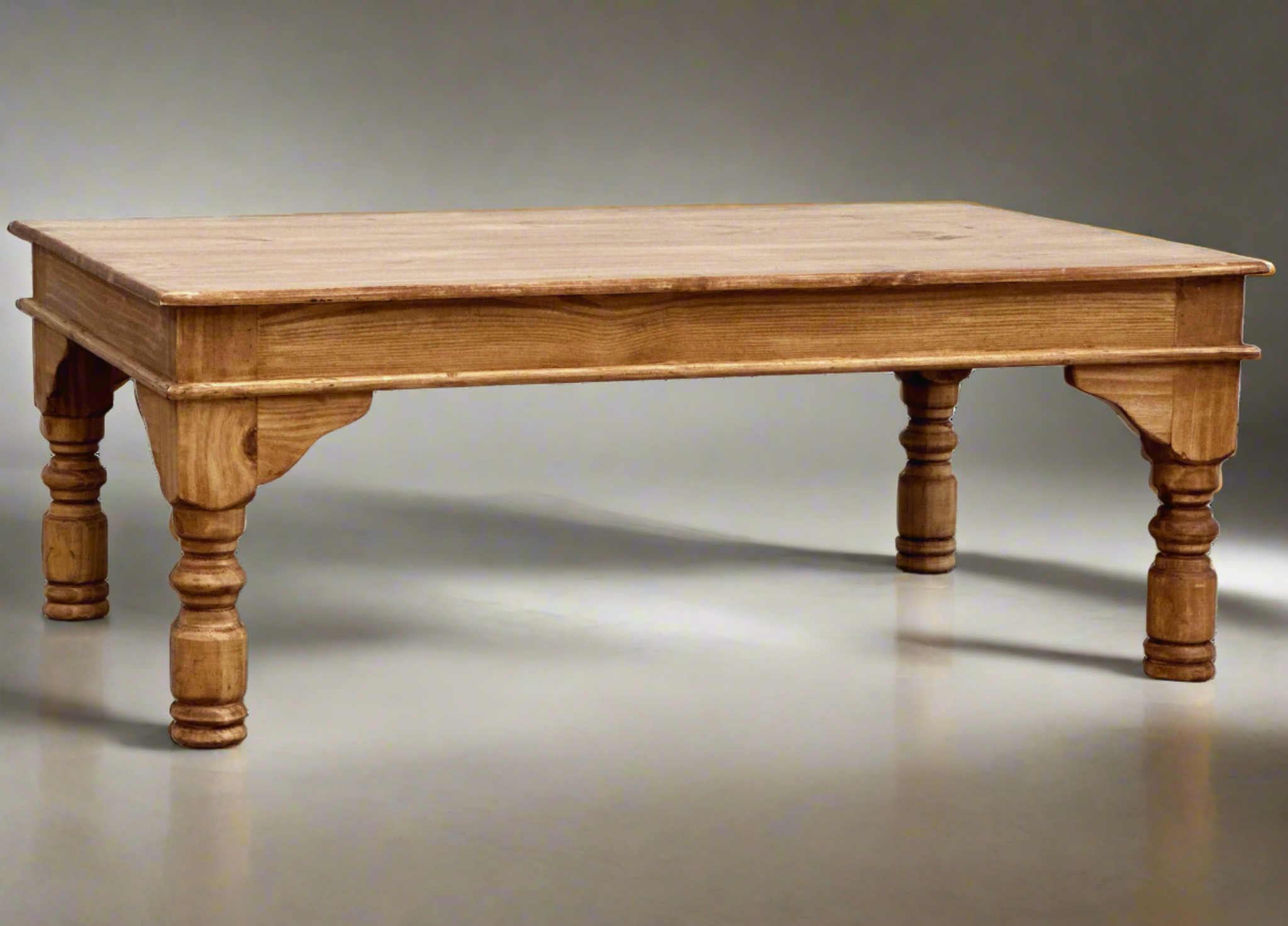 Indian Coffee Table | Rustic Pine Wood Table with Turned Legs