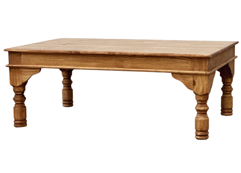Indian Coffee Table | Rustic Pine Wood Table with Turned Legs