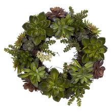 20" Succulent Wreath" by Nearly Natural