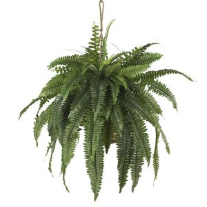 22" Artificial Large Boston Fern Hanging Basket" by Nearly Natural