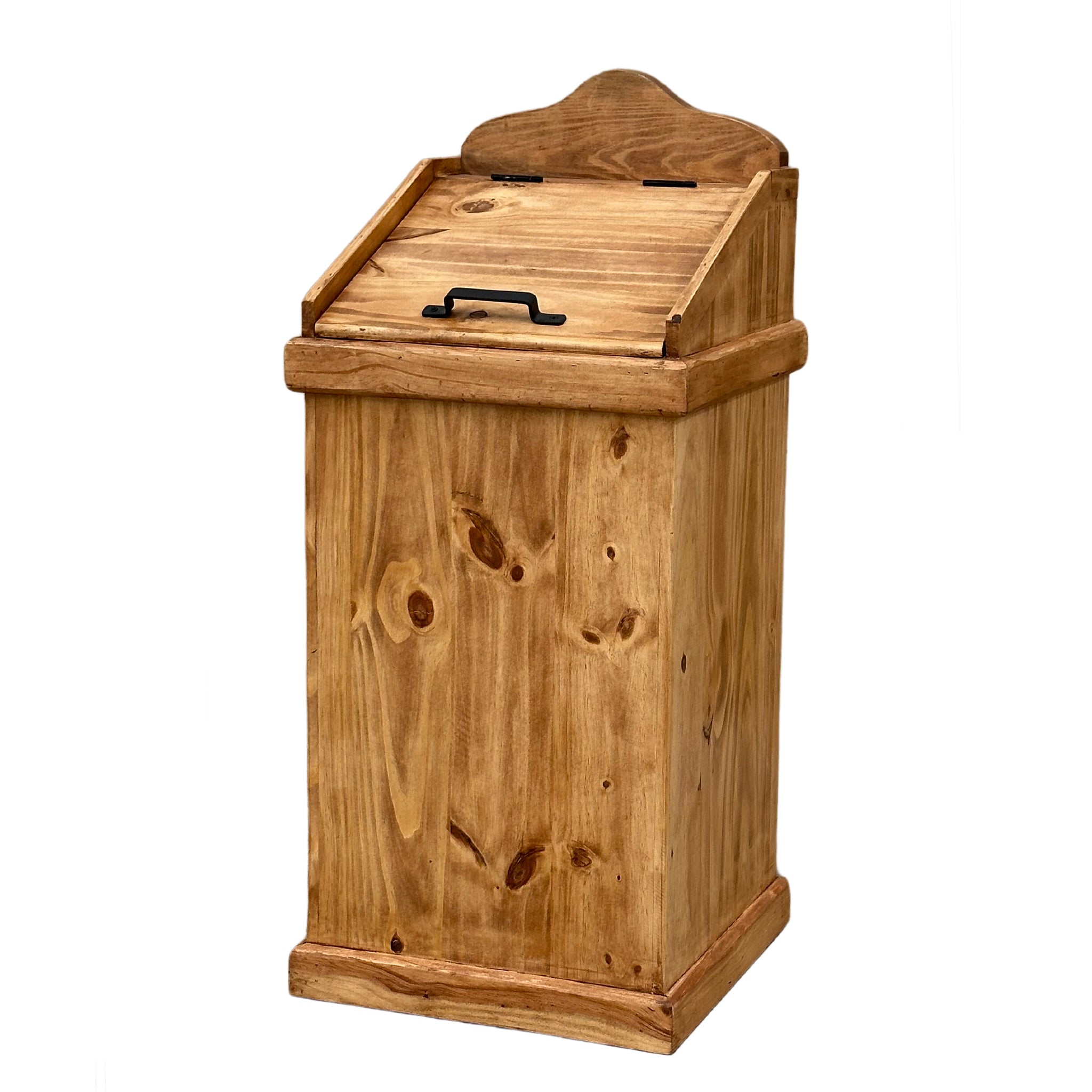 Sierra Rustic Trash Can | Pine Wood, Medium Brown or Turquoise Wax